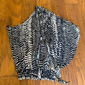 Black and Cream One shoulder (batwing) top